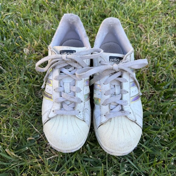 Adidas Superstar Iridescent Stripe Low Top Lace Up Big Kid 5US - Picture 6 of 12